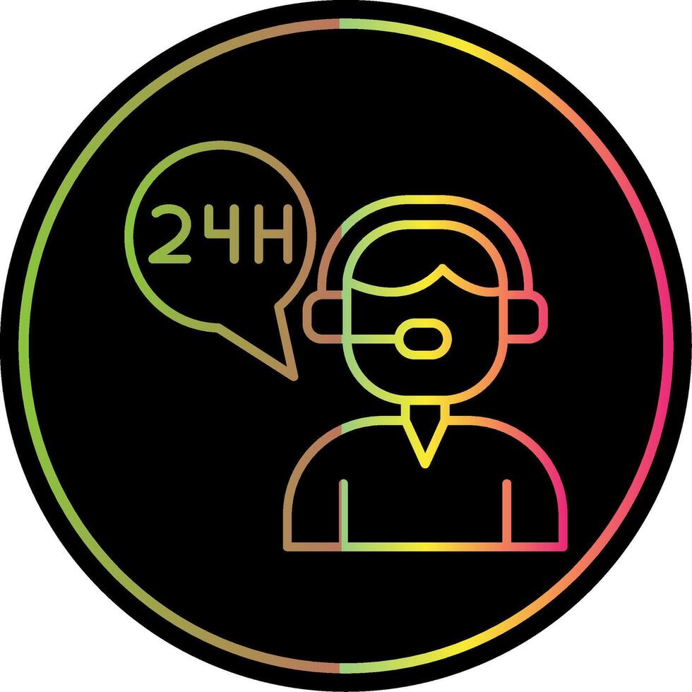 24 Hours Support Line Gradient Due Color Icon vector