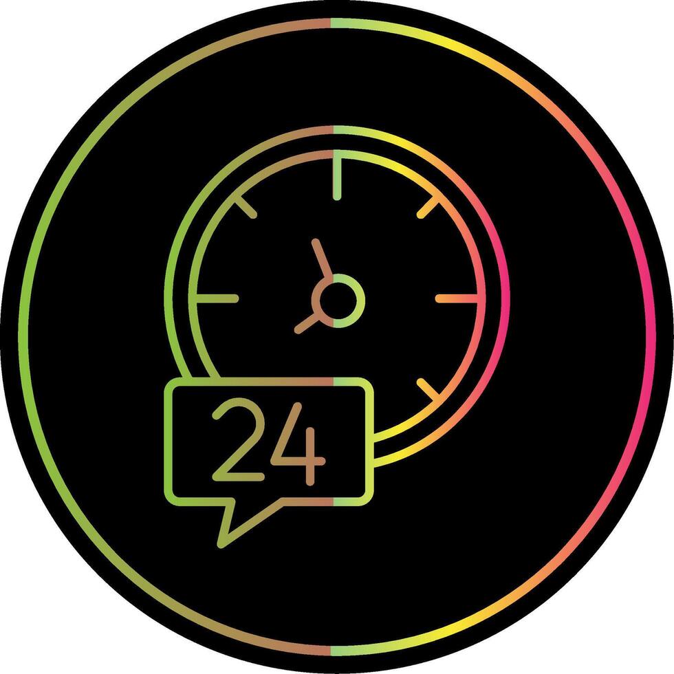 24 Hours Line Gradient Due Color Icon vector
