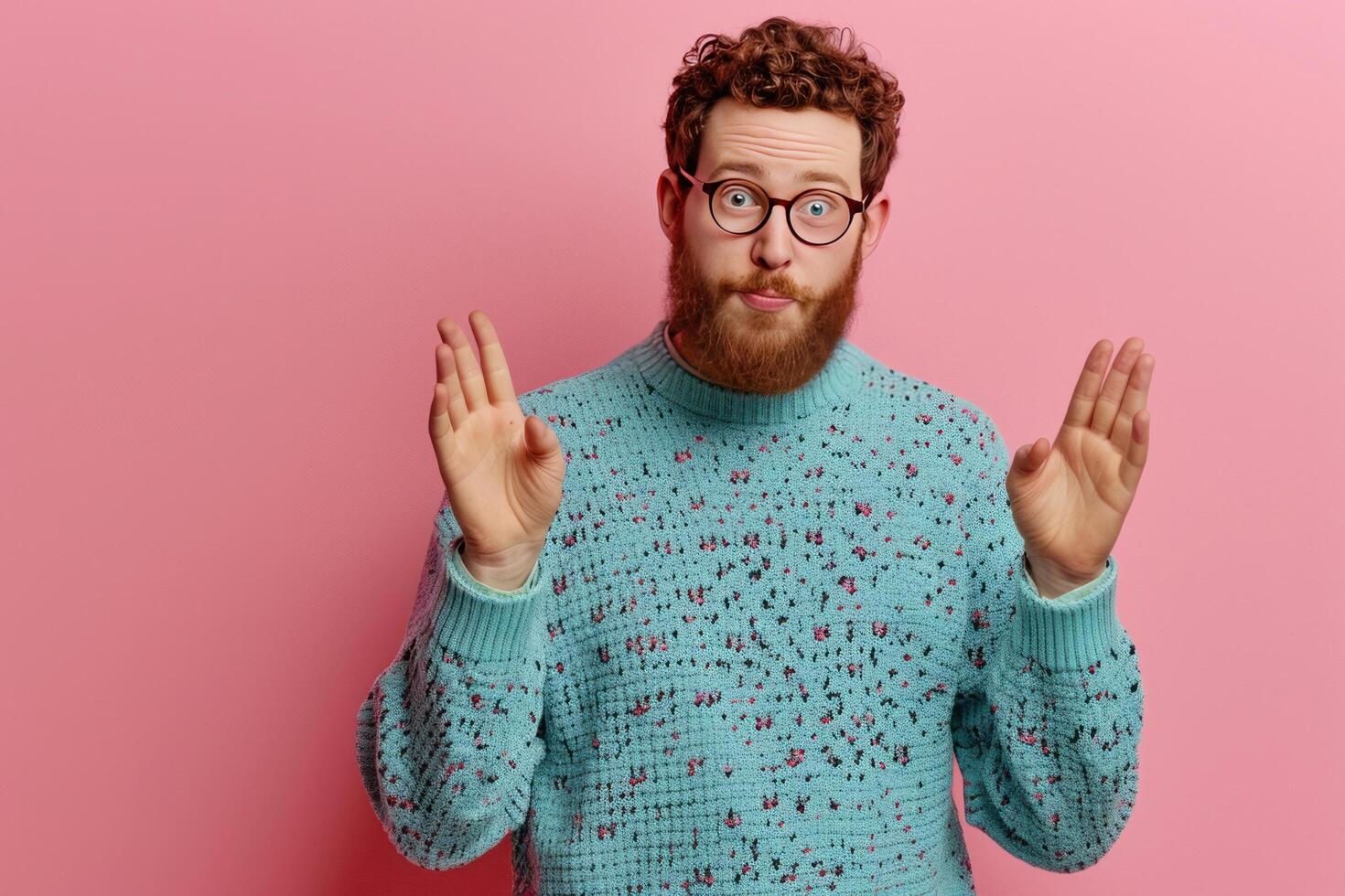 AI generated Confident Bearded Man Making Okay Gesture photo