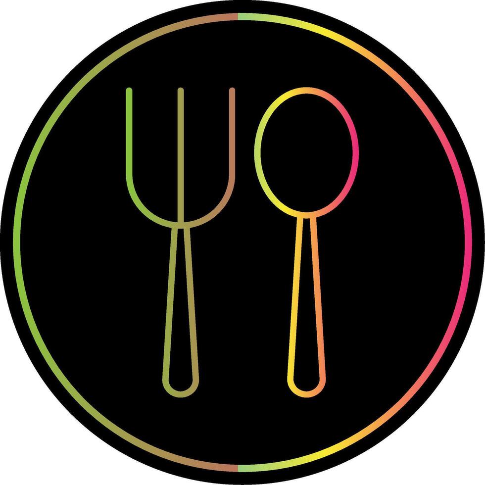 Fork Spoon Line Gradient Due Color Icon vector