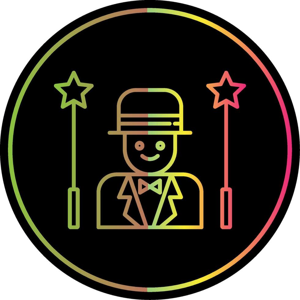 Magician Line Red Circle Icon vector