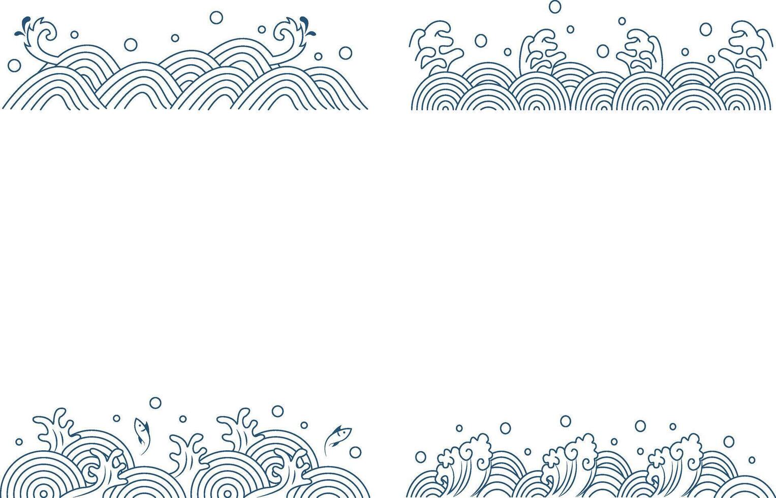 Collection of Chinese Traditional Wave. Ocean Wave, Vintage Style vector