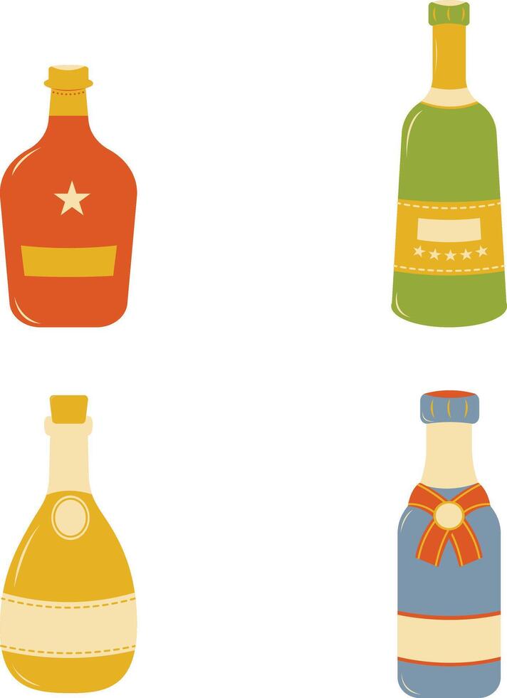 Set of Various Bottles Icons. Isolated On White Background vector