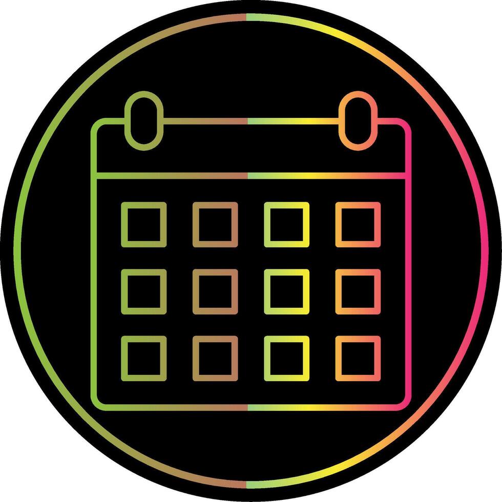 calendario línea degradado debido color icono vector