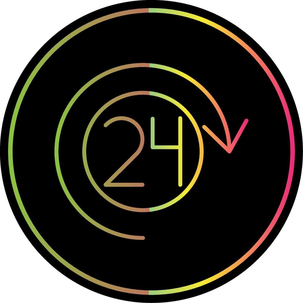 Open 24 Hours Line Gradient Due Color Icon vector