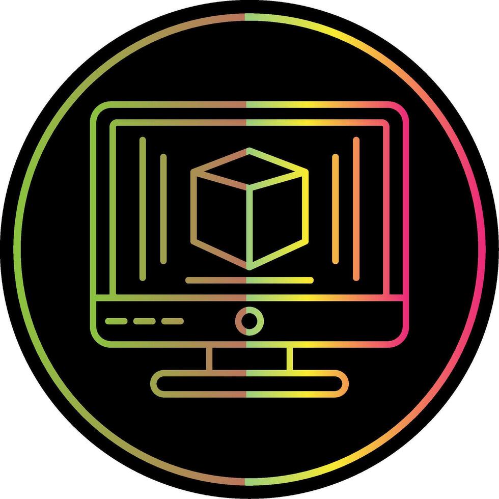3d Modeling Line Gradient Due Color Icon vector