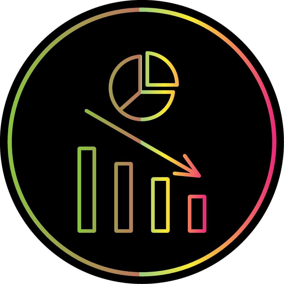 Pie Chart Line Gradient Due Color Icon vector