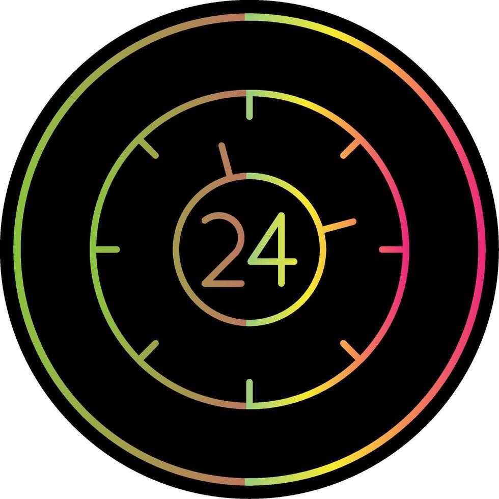 24 horas línea degradado debido color icono vector