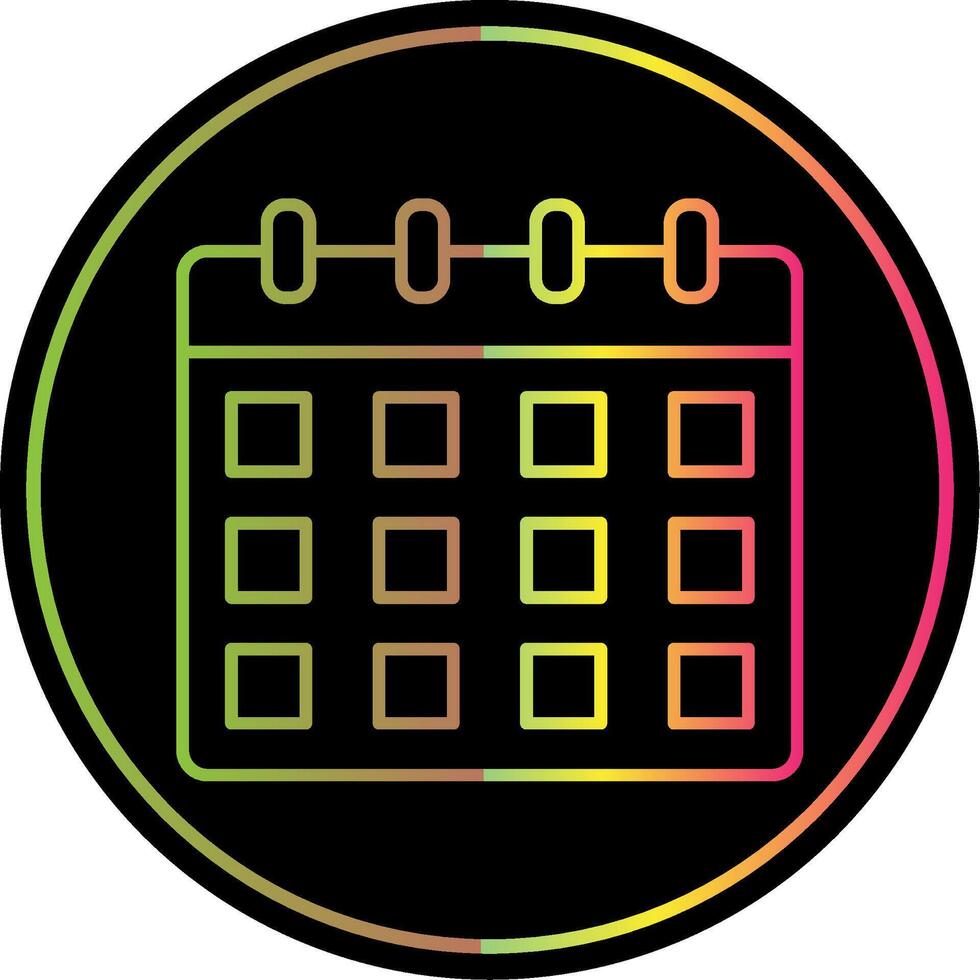 calendario línea degradado debido color icono vector