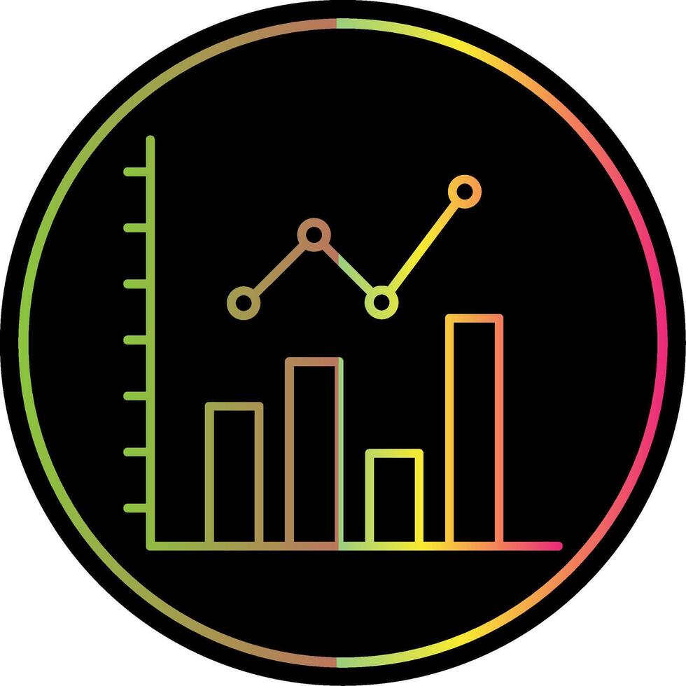 Bar Chart Line Gradient Due Color Icon vector