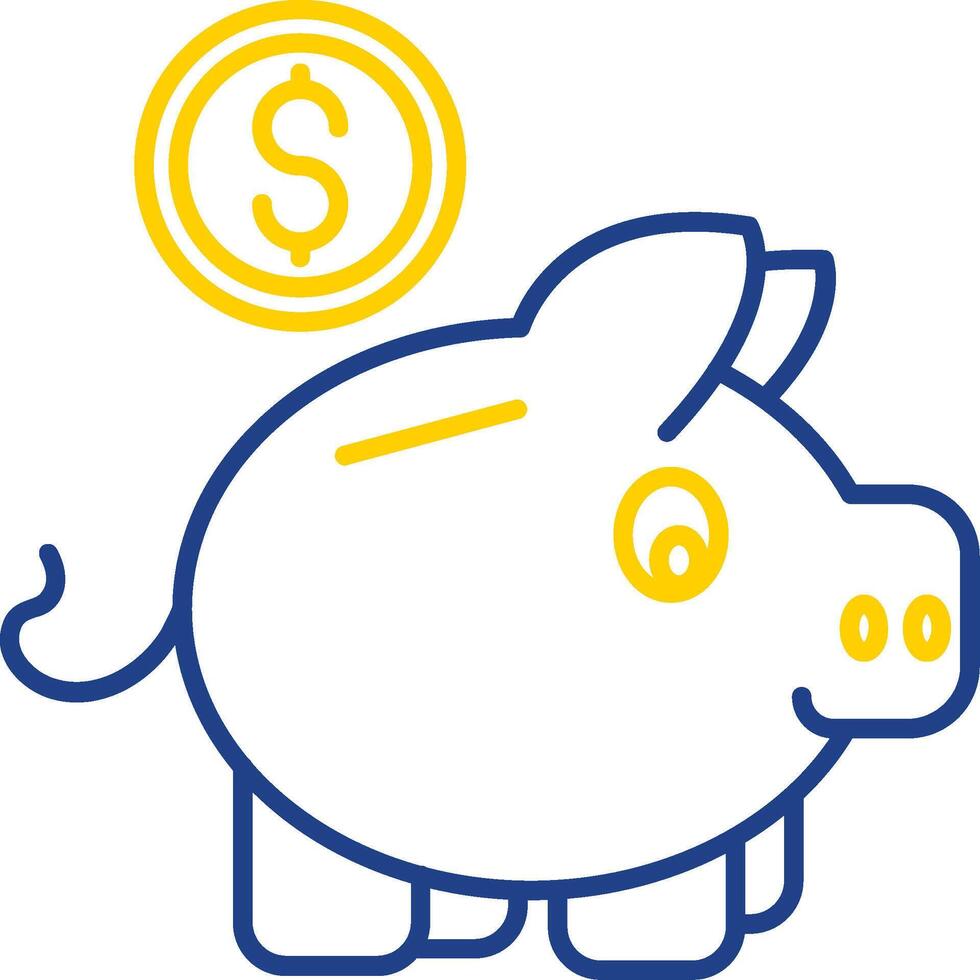 Piggy bank Line Two Color  Icon vector