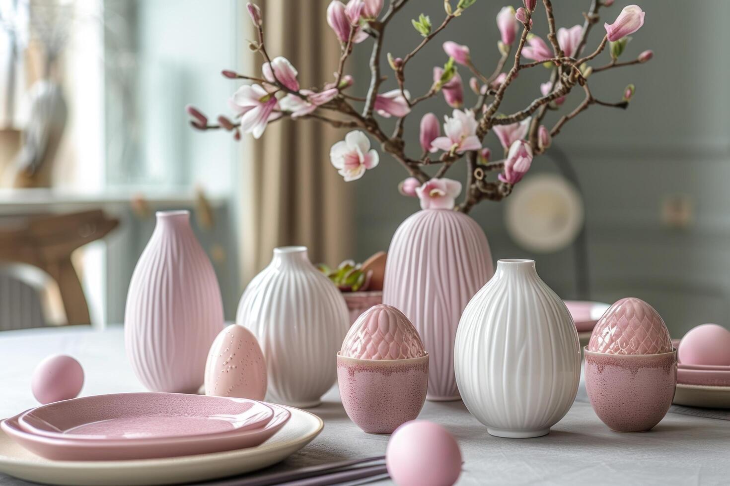 AI generated easter is coming which means lots of easter decorations should be on the table photo