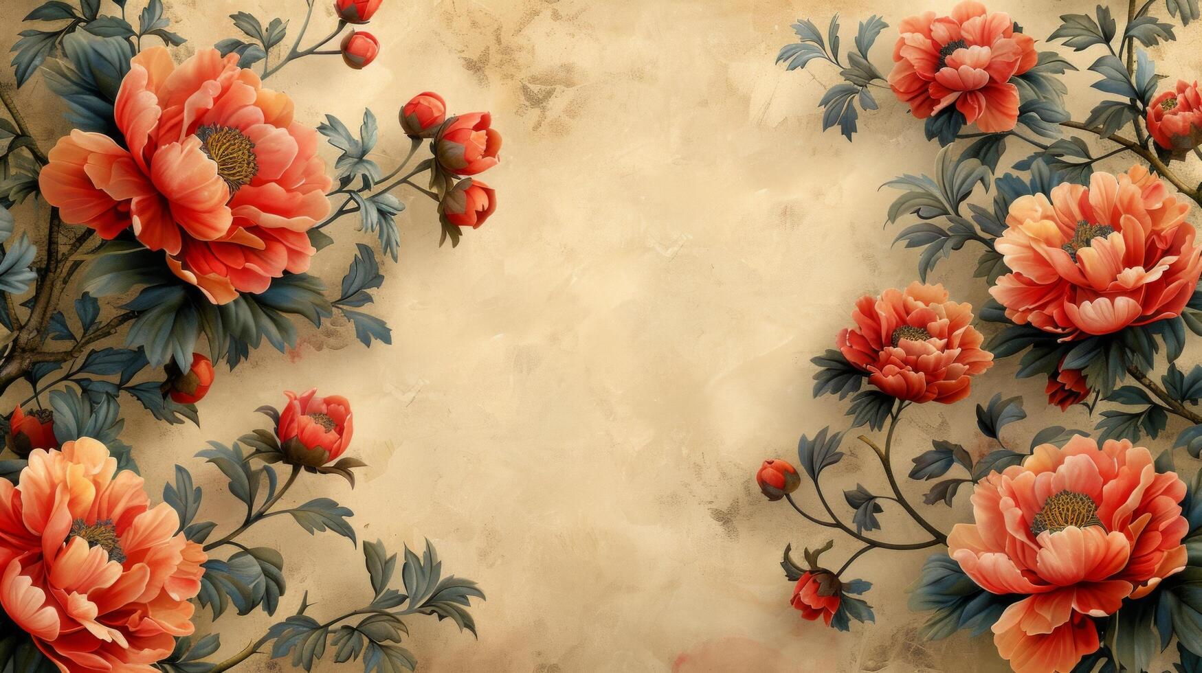 AI generated cute natural frame with peony flower and place for text photo