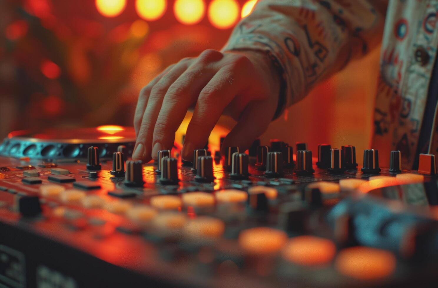 AI generated a man's hand is playing an actual dj mixer photo