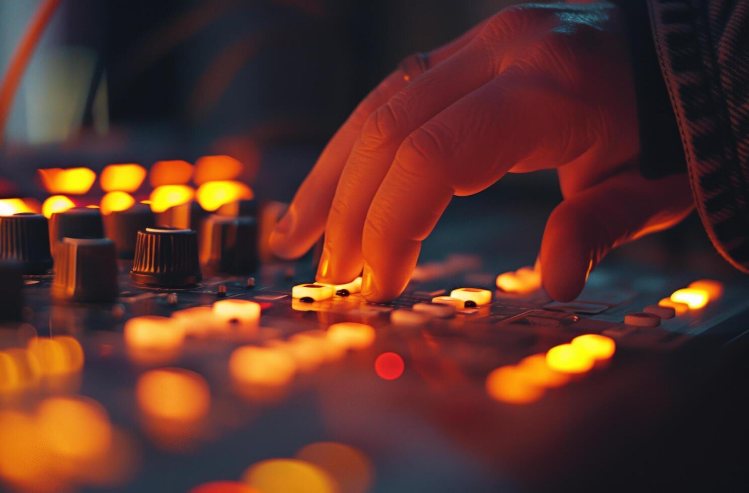 AI generated a man's hand is playing an actual dj mixer photo