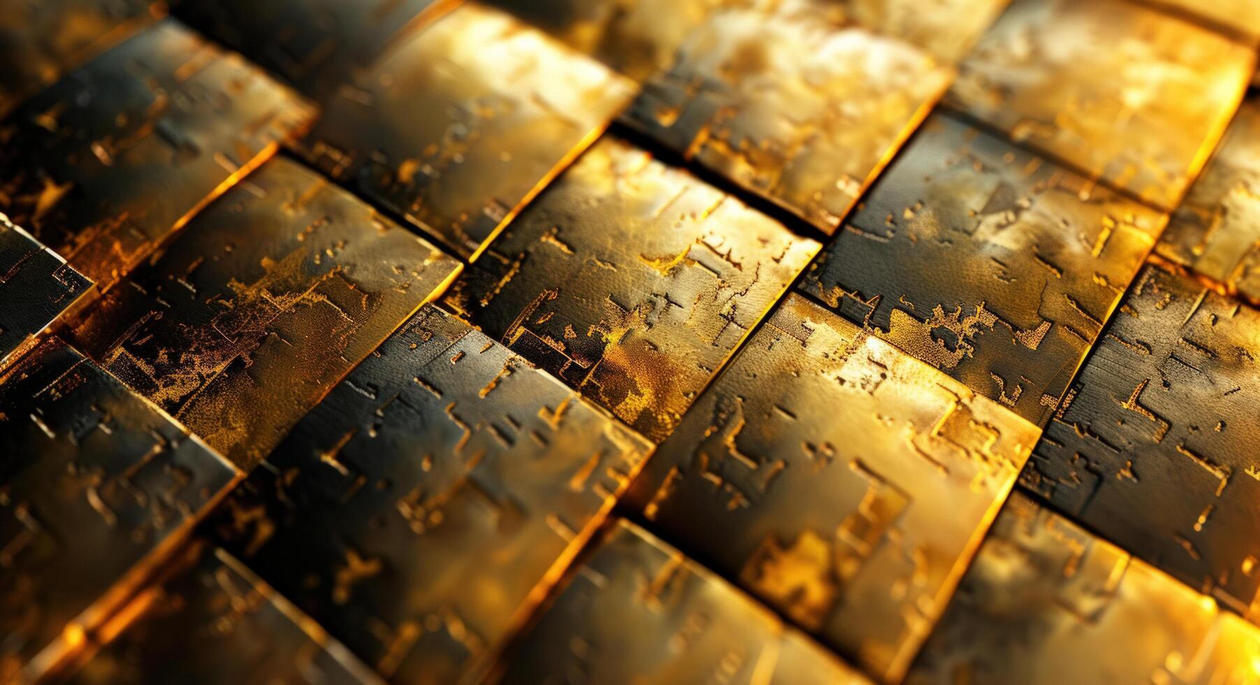 AI generated gold squares background metal wallpaper, photo