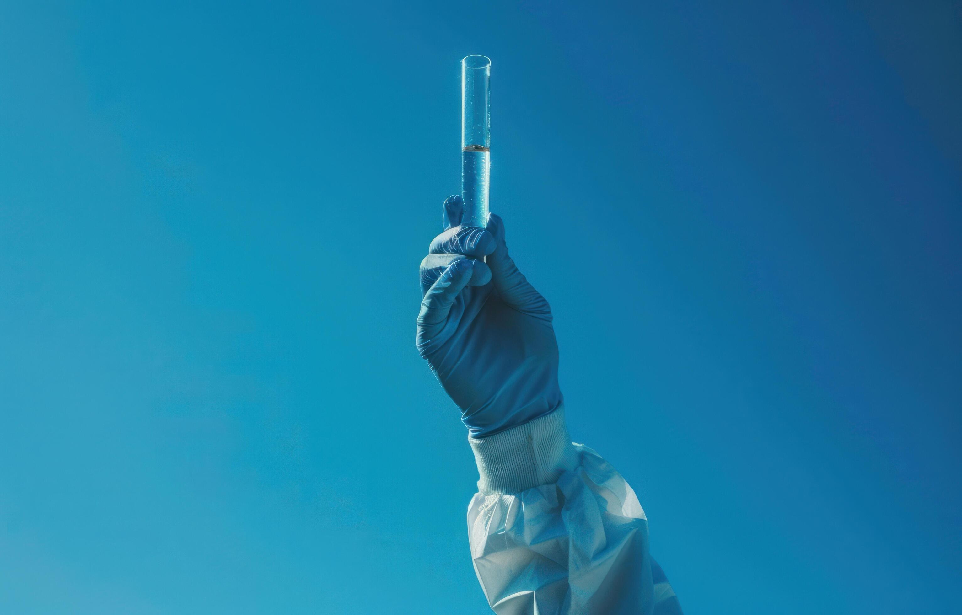 AI generated person holding test tube up with blue background 39271632