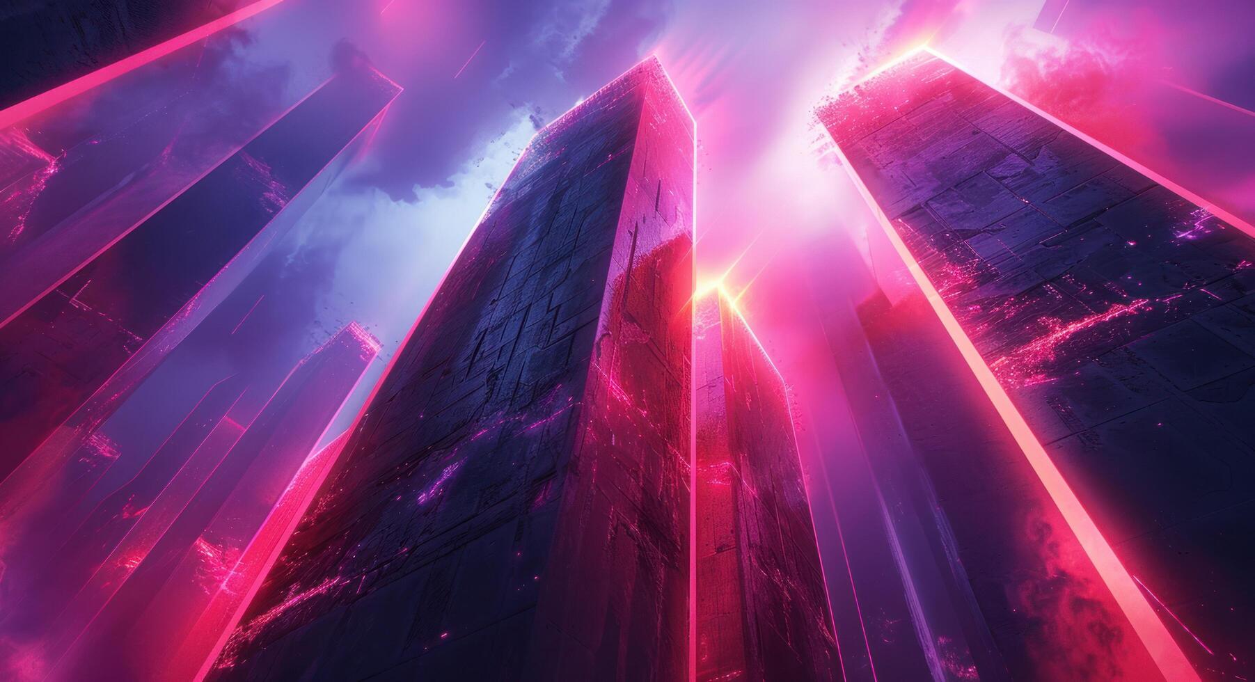 AI generated a futuristic glow and glowing red beams with neon lights photo