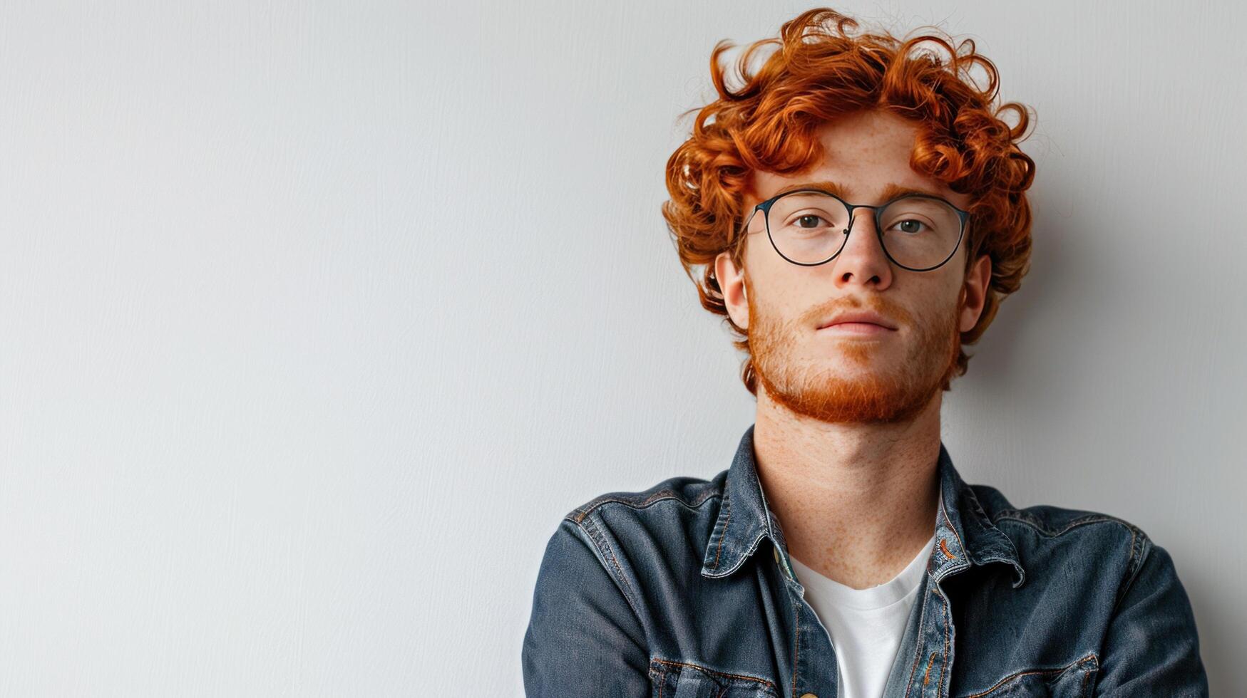 AI generated Red-haired young man with glasses photo