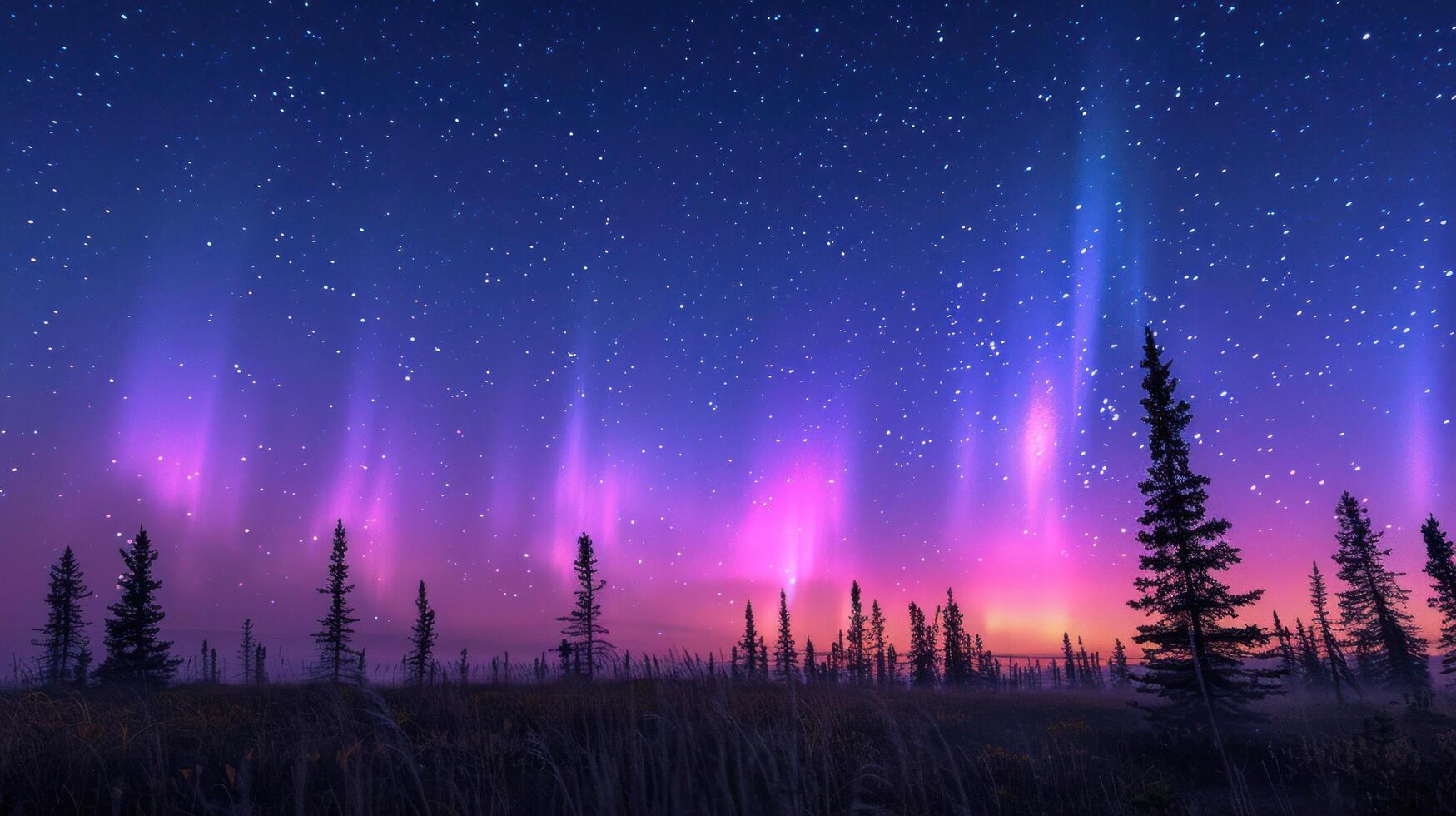 ai generado encantador Aurora borealis bailando a través de un lleno de estrellas noche cielo foto