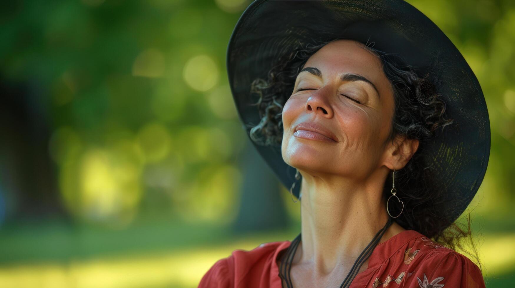 AI generated Serene Woman Enjoying Summer Breeze photo