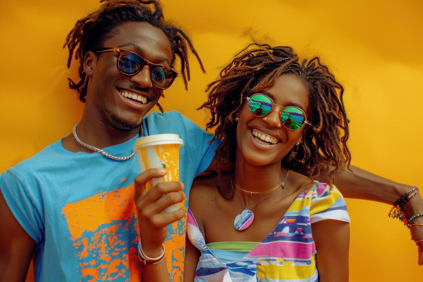 AI generated Joyful Couple Enjoying a Sunny Day photo