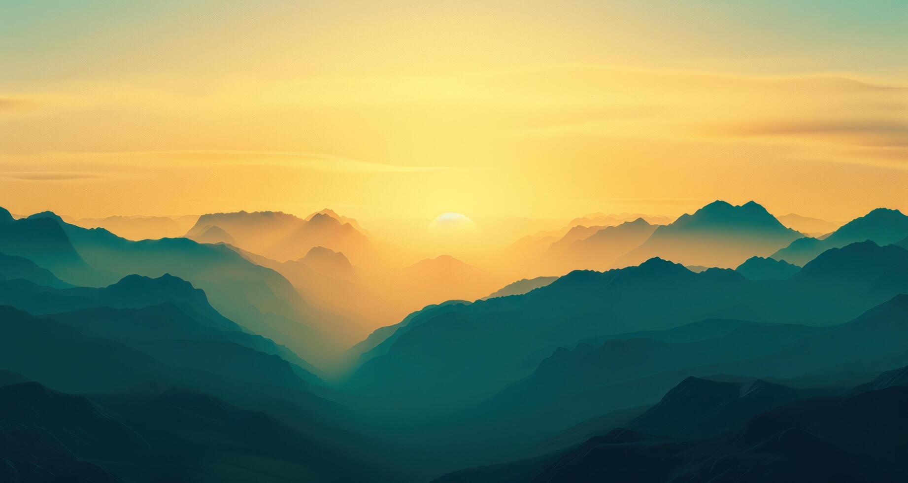 AI generated silhouetted mountain range at sunset mountain photo