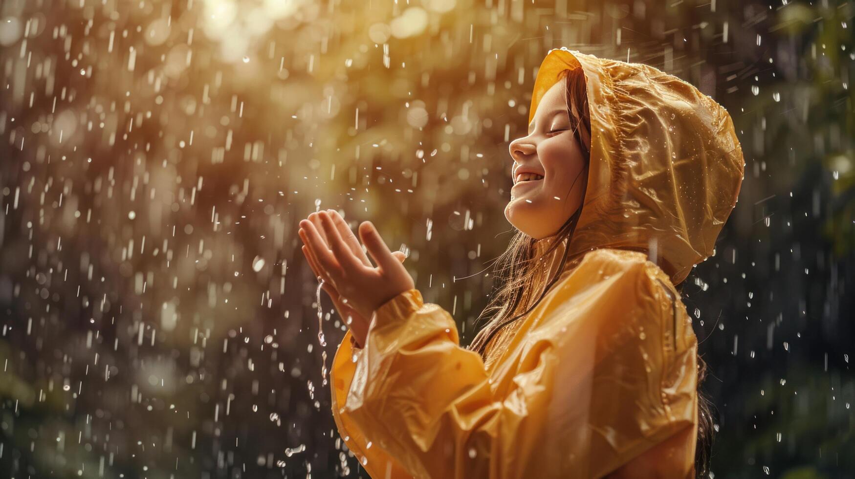 AI generated Joyful Moment in the Rain photo
