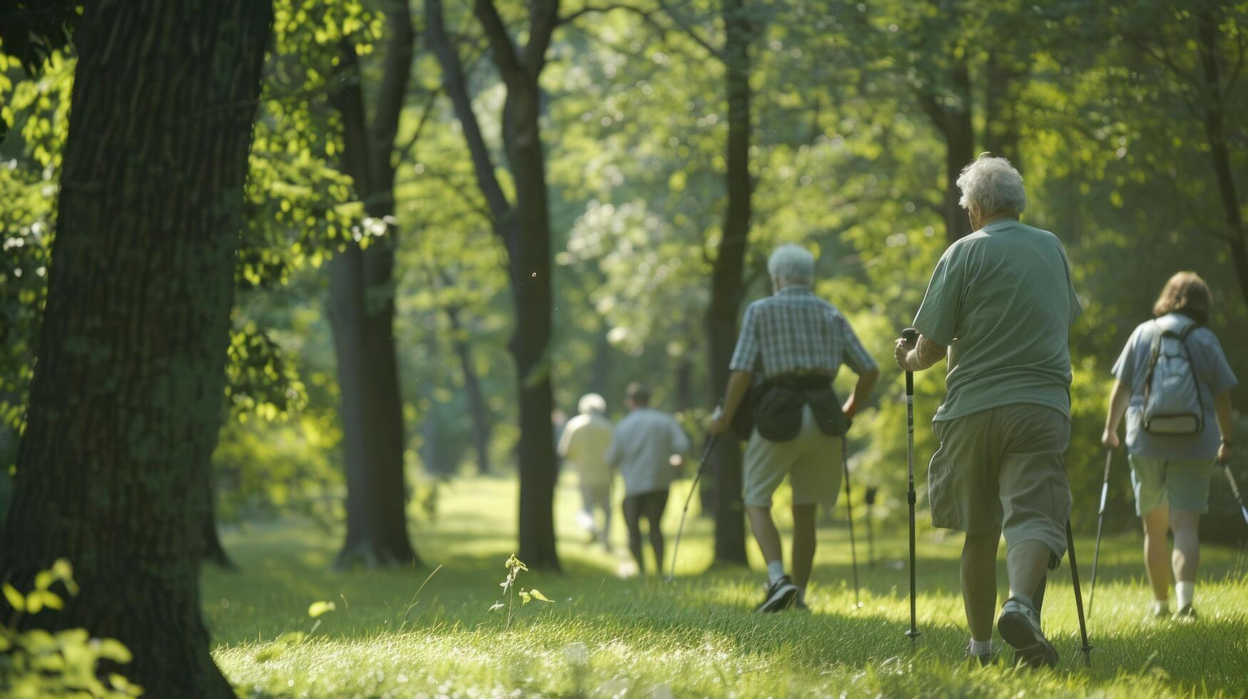 AI generated Senior Stroll in Verdant Woods photo
