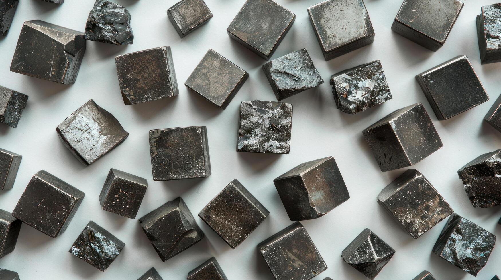 AI generated Minerals cubes scattered on a uniform background photo