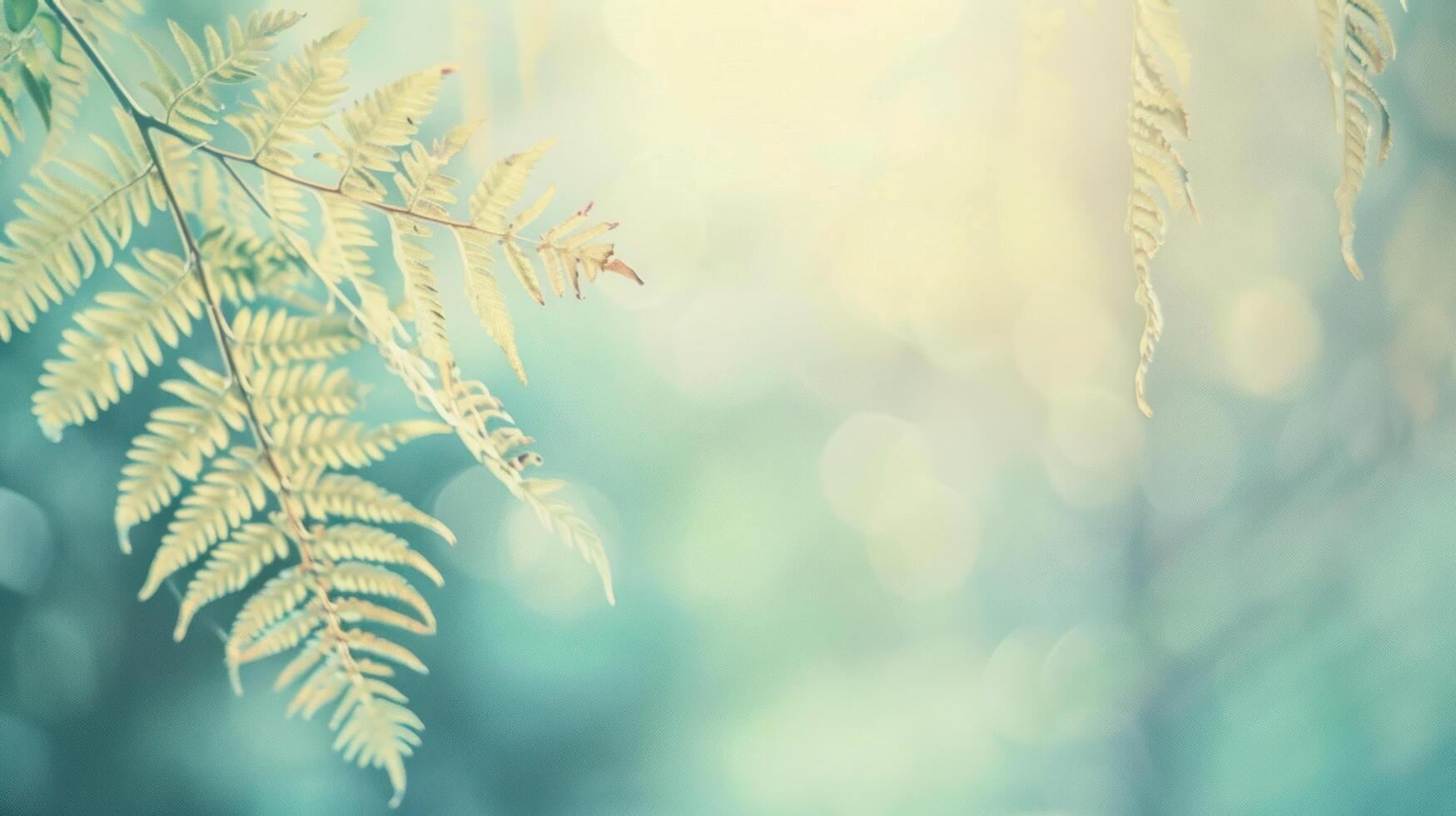 AI generated Tranquil background featuring delicate fern leaves amidst negative space photo