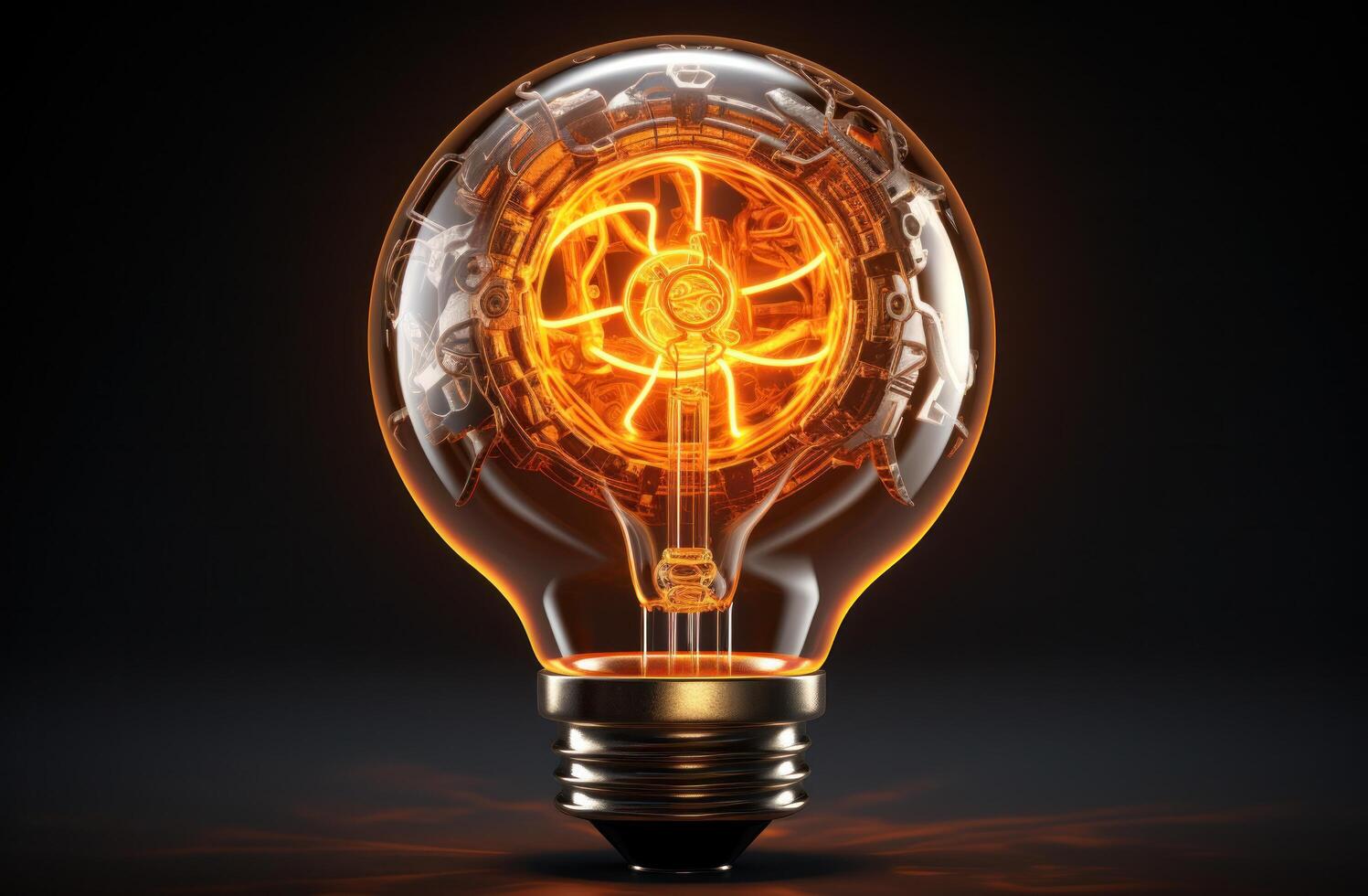AI generated a light bulb with a symbol around it that looks like a brain. photo
