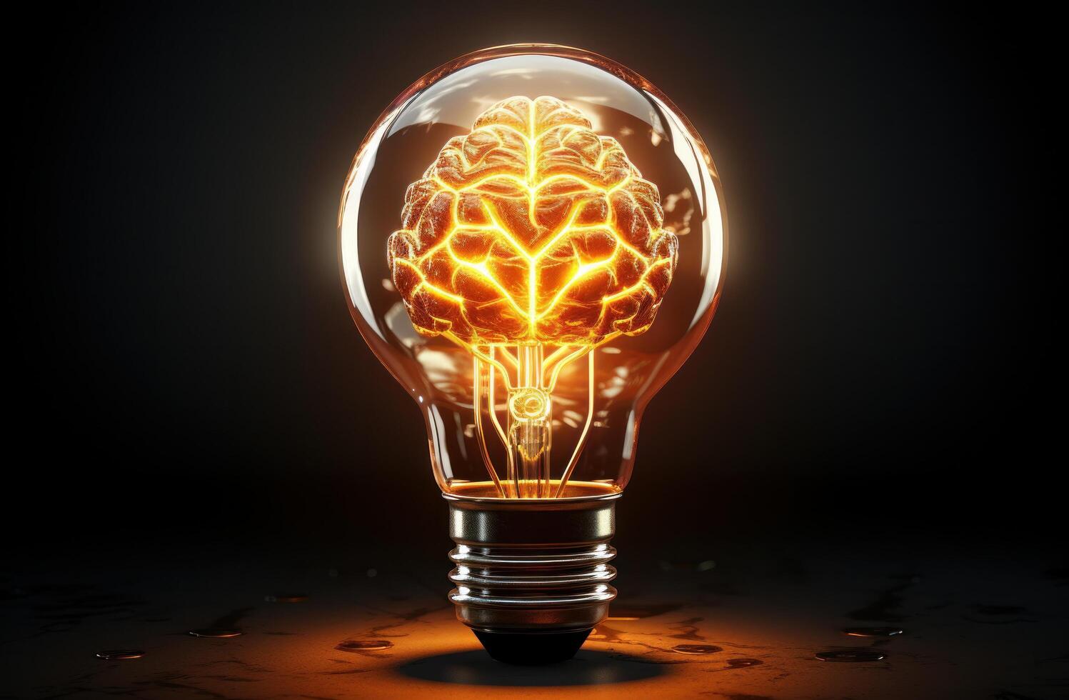 AI generated a light bulb with a symbol around it that looks like a brain. photo