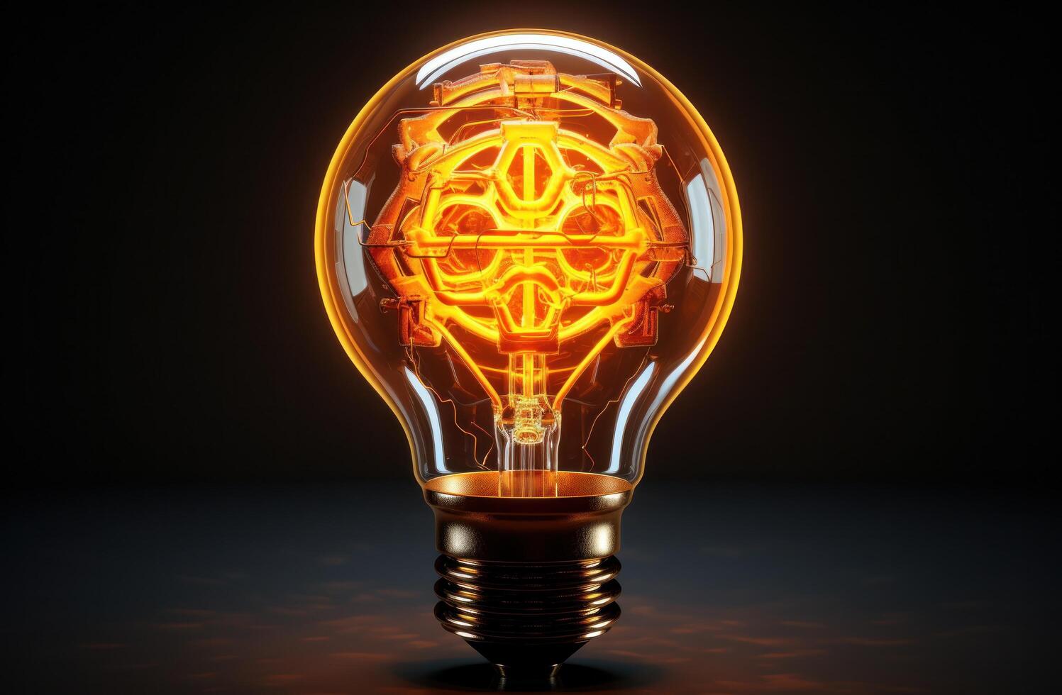 AI generated a light bulb with a symbol around it that looks like a brain. photo