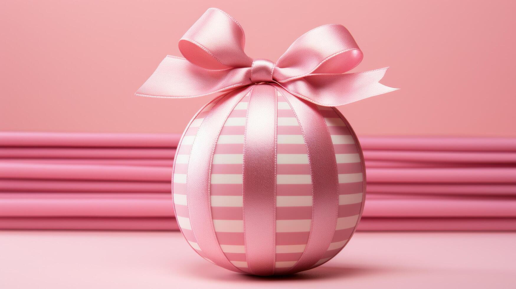 AI generated easter egg with a bow on a pink background photo
