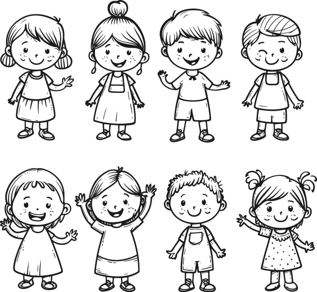 AI generated well hand drawing kids set doodle style illustration vector