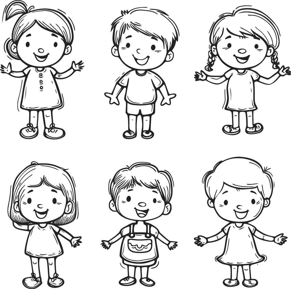 AI generated well hand drawing kids set doodle style illustration vector