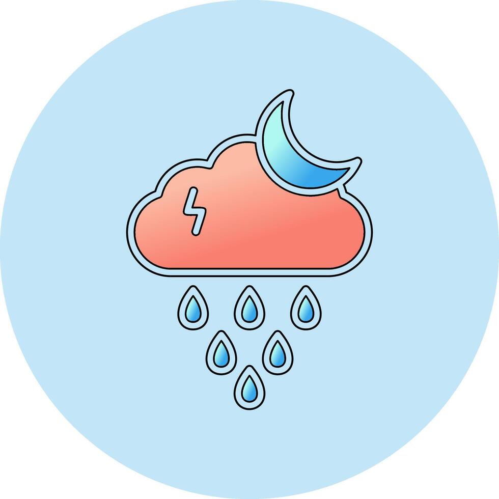 Night Rain Vector Icon