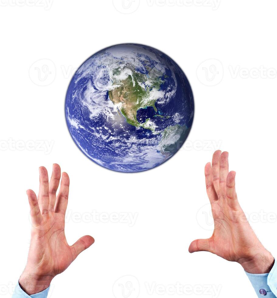 Hands and earth photo