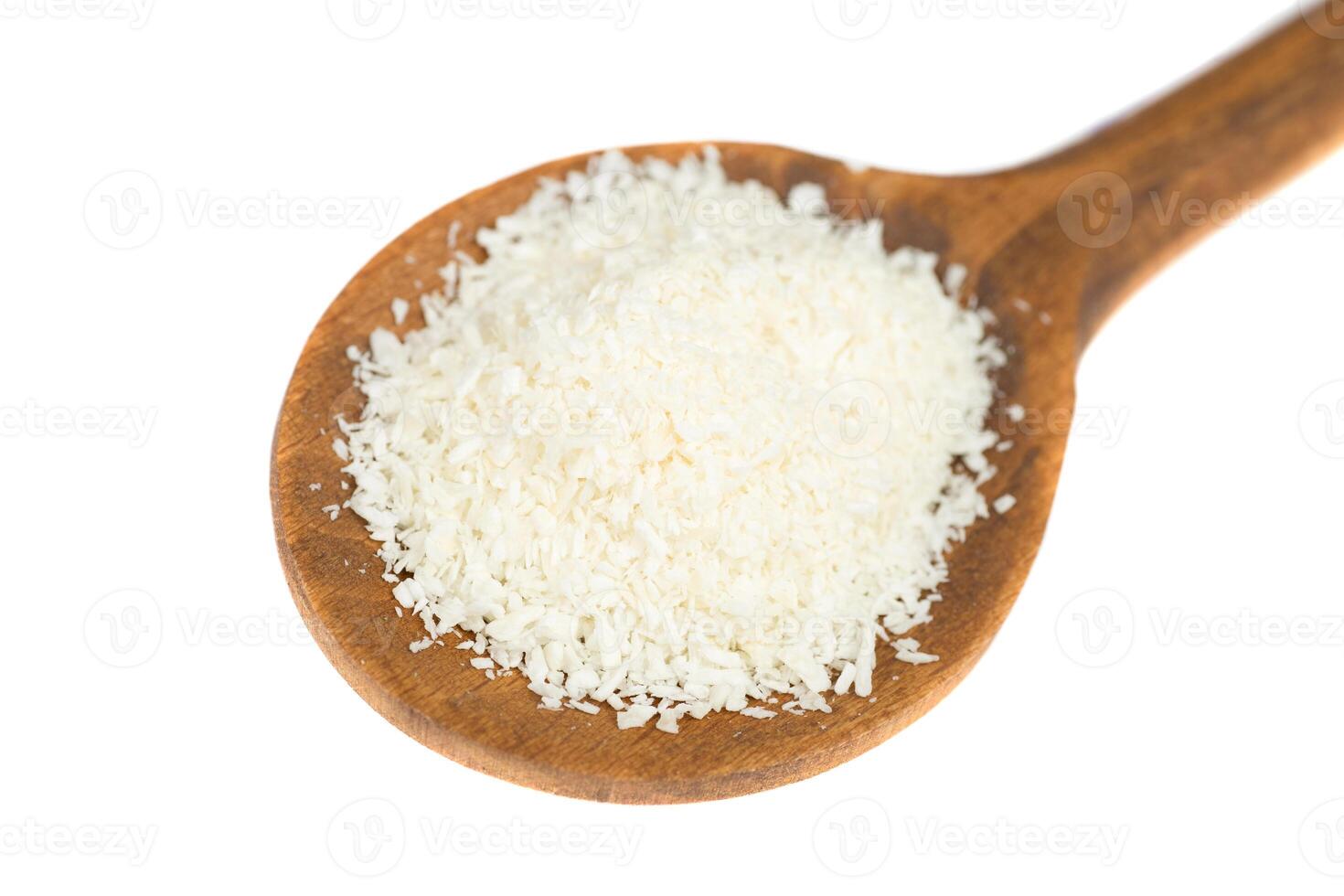 Coconut shavings on white photo
