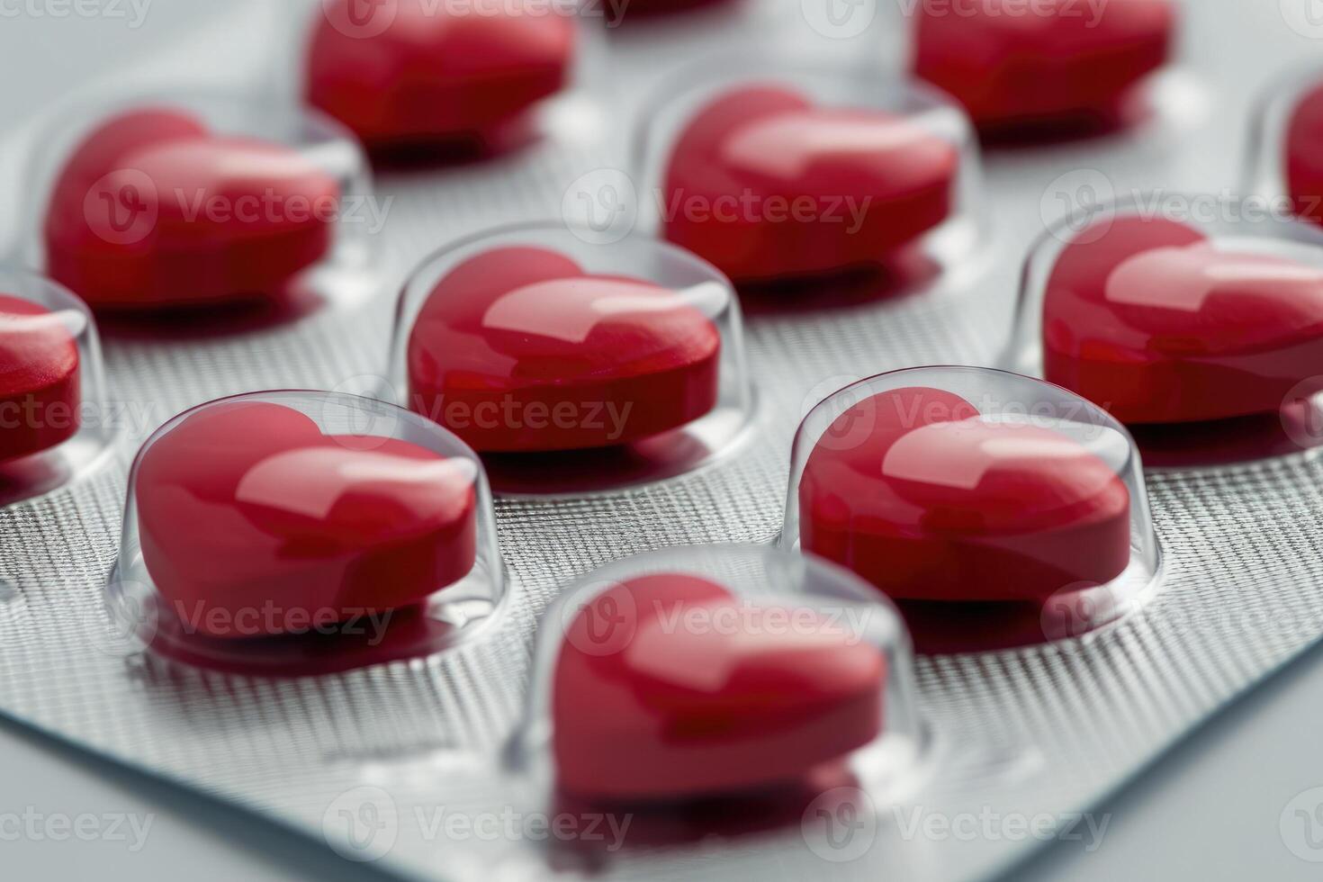 AI generated Close Up of Heart Pills - Love Pills Concept for Valentines Day photo