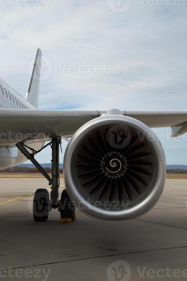 Airplane engine turbine photo