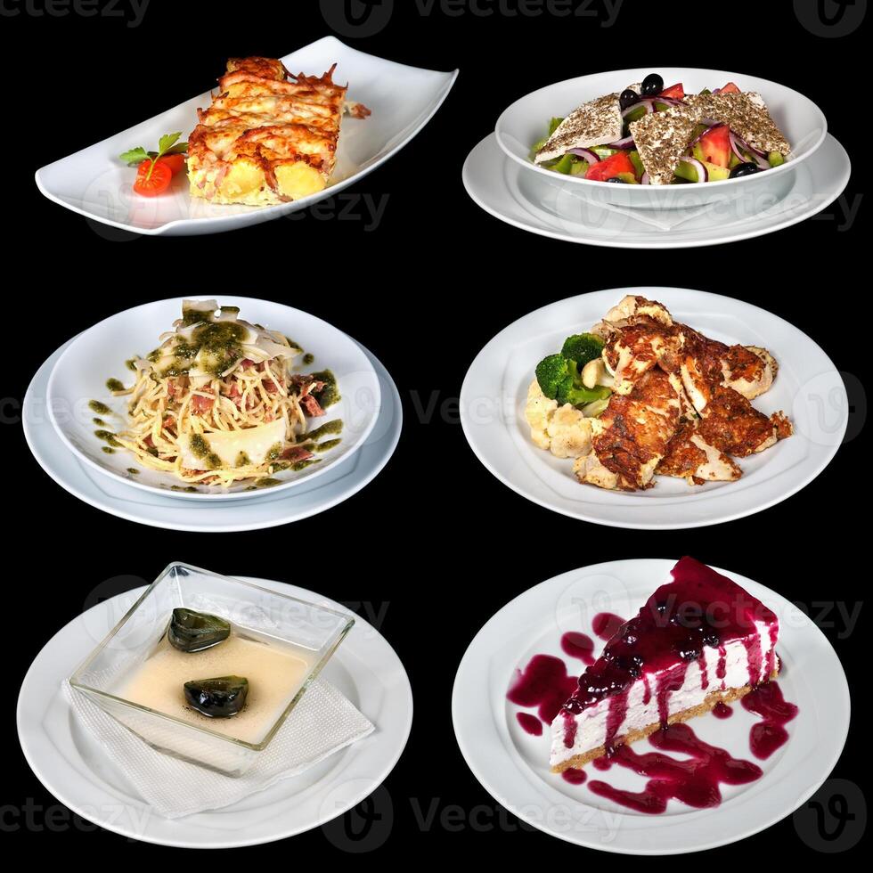 Set of different meals and deserts photo