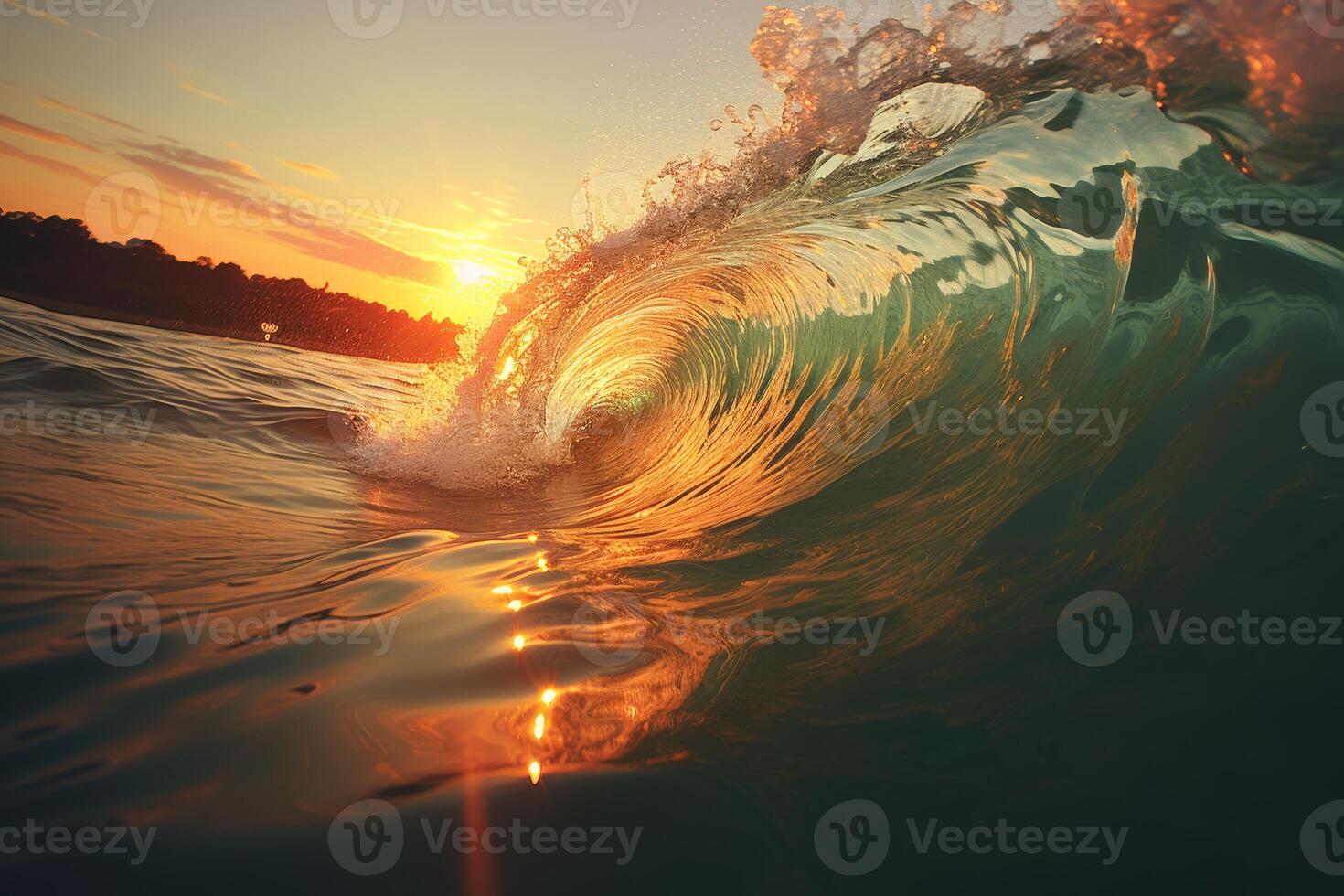 AI generated Calm ocean day. beautiful view of a steep wave, ocean day concept photo