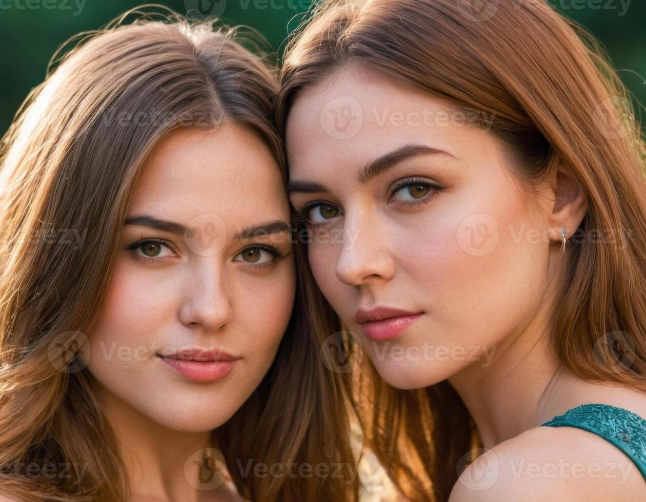 AI generated Image of two young women. AI generation photo