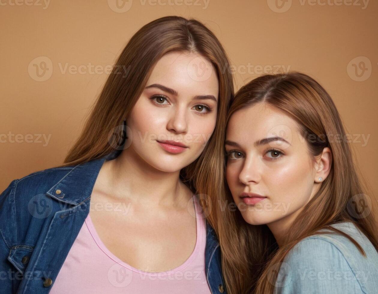 AI generated Image of two young women. AI generation photo