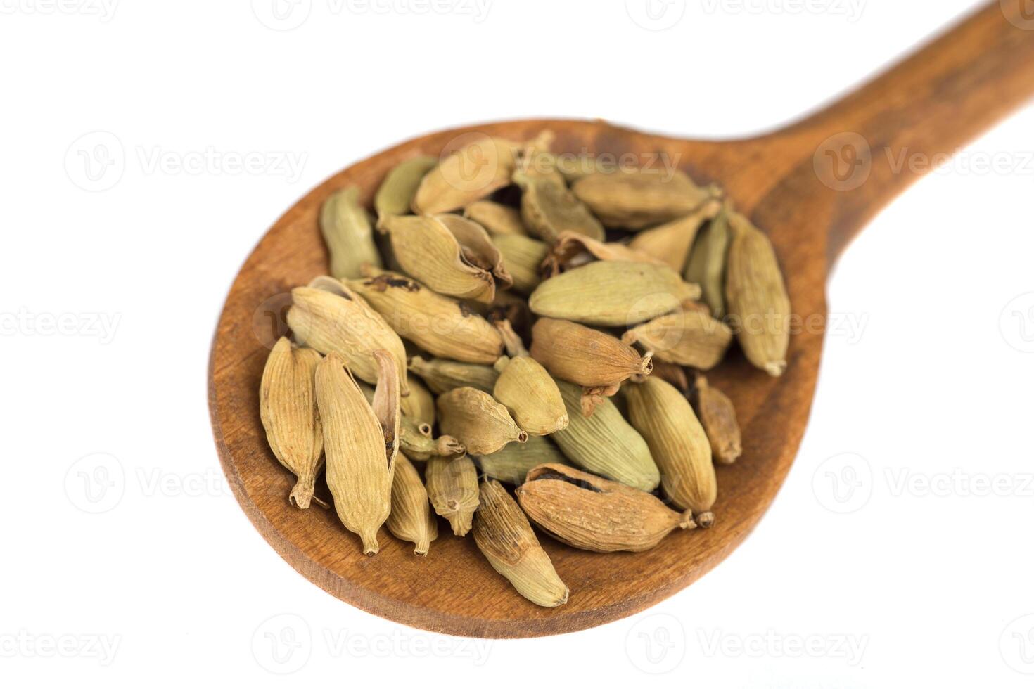 Cardamom spice on white photo