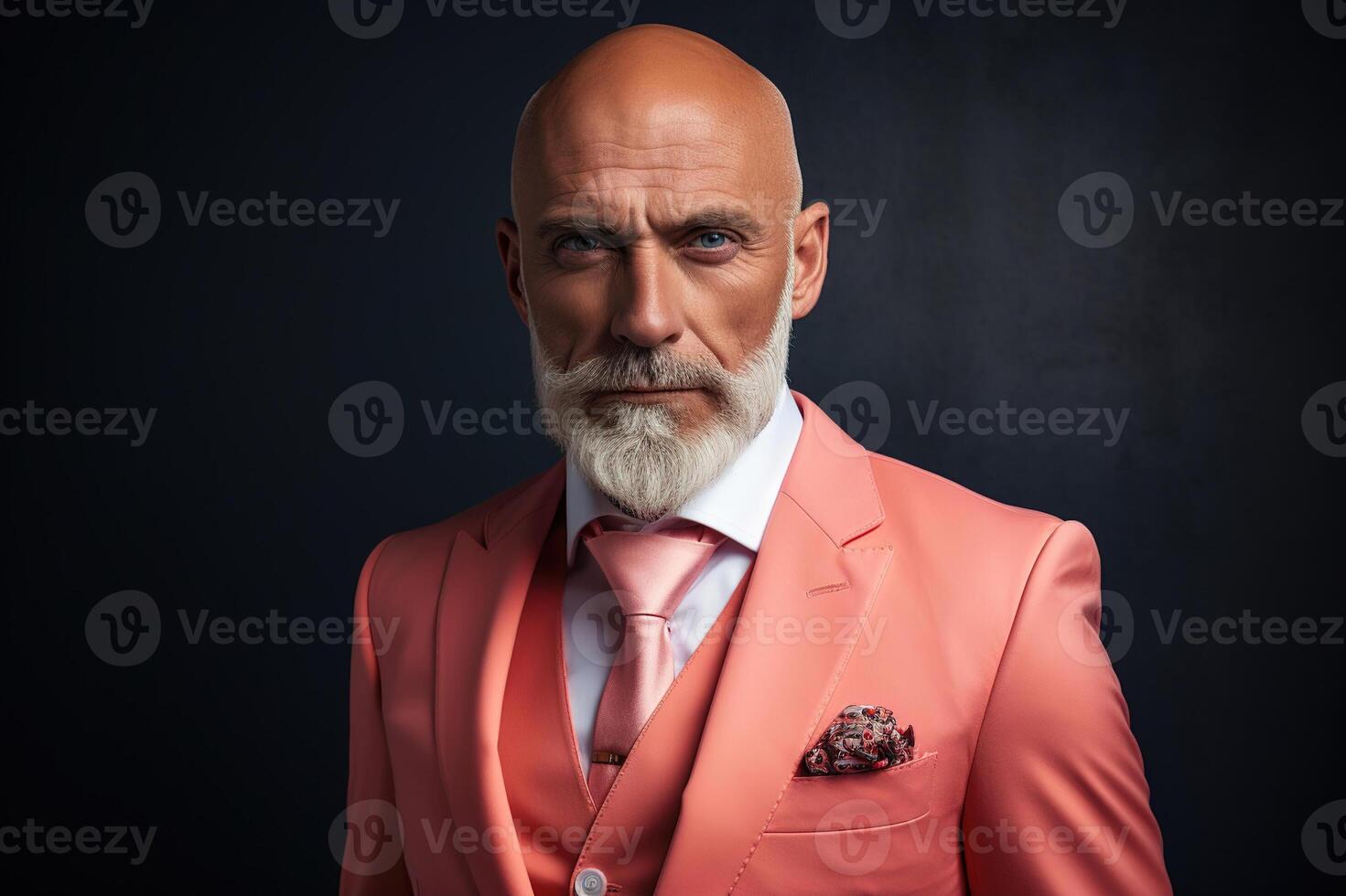 AI generated A Stylish Man in a Peach Fuzz color Suit Posing  Created With Generative AI Technology photo