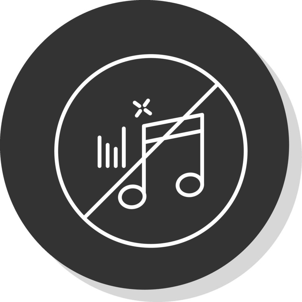 No Music Line Grey Circle Icon vector