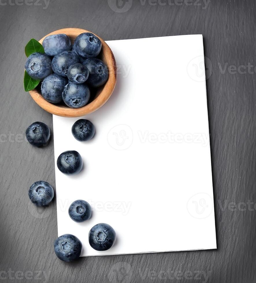 Recipe book with blueberry. photo
